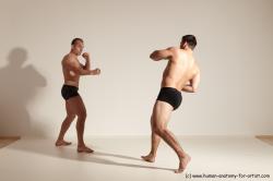 Underwear Fighting Man - Man White Moving poses Muscular Short Brown Dynamic poses Academic